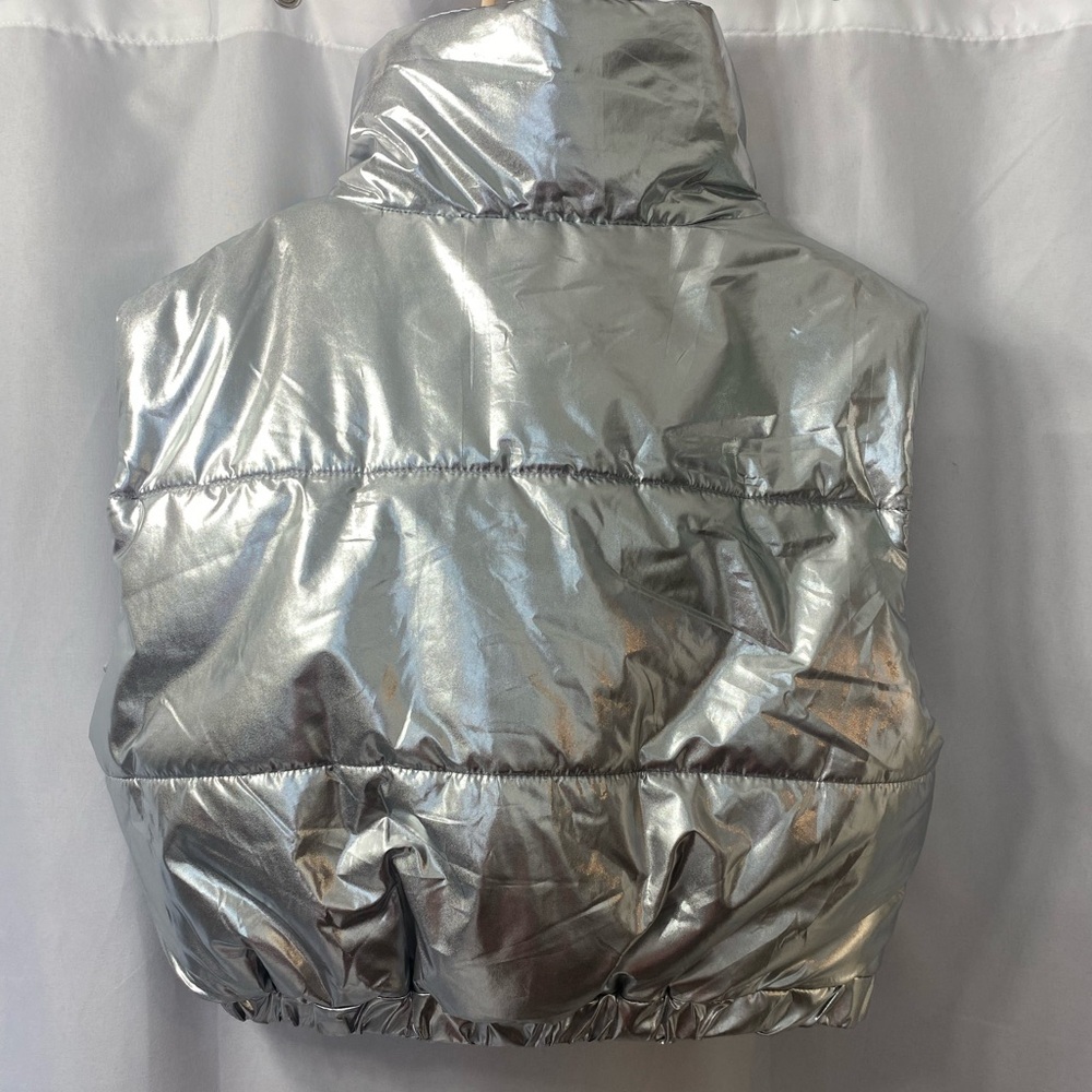 Puffer Vest | Cropped Silver Bikercore - Picture 3 of 9